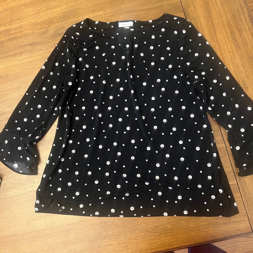 Polka dot chiffon top